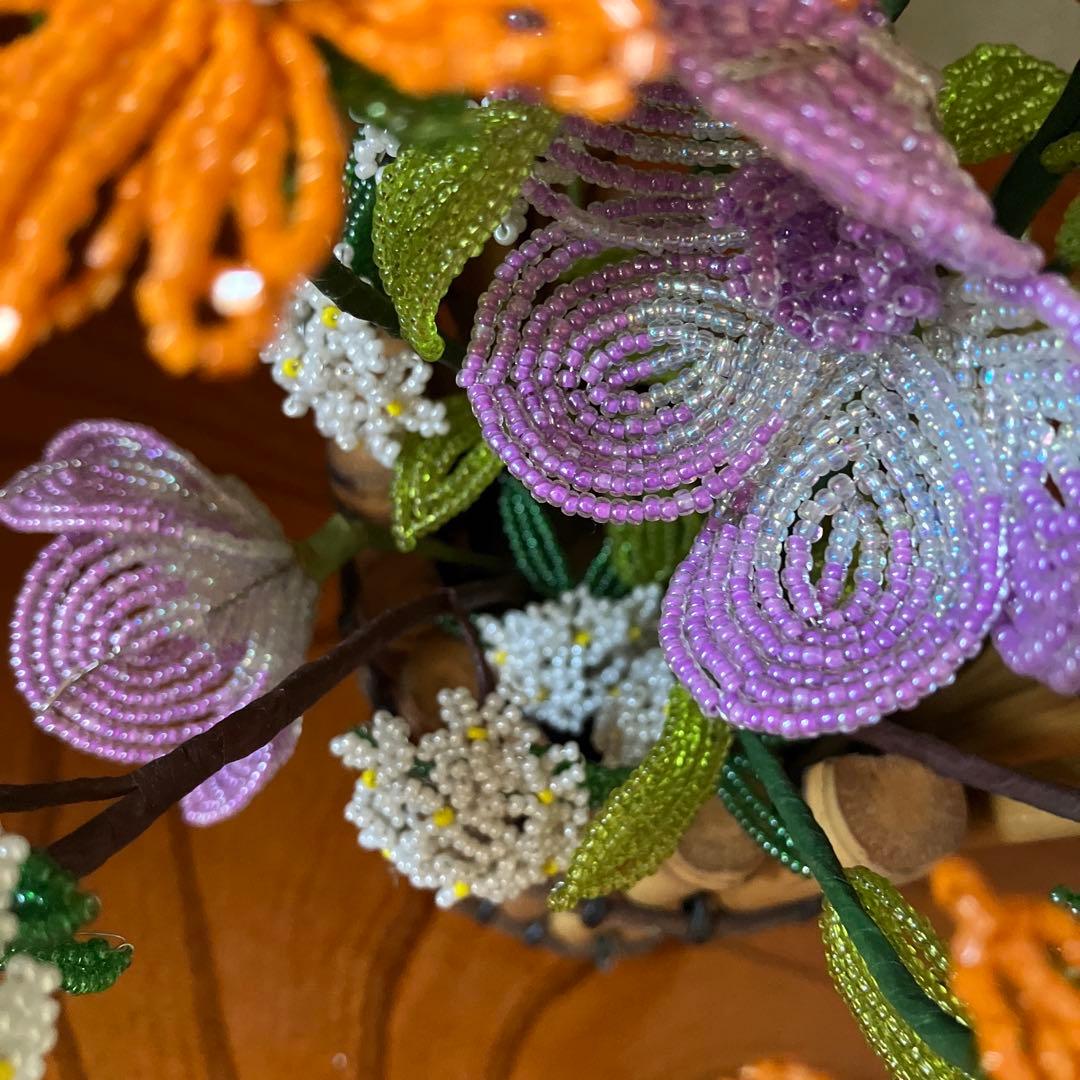 ビーズフラワー　アネモネ　はま菊　こでまり