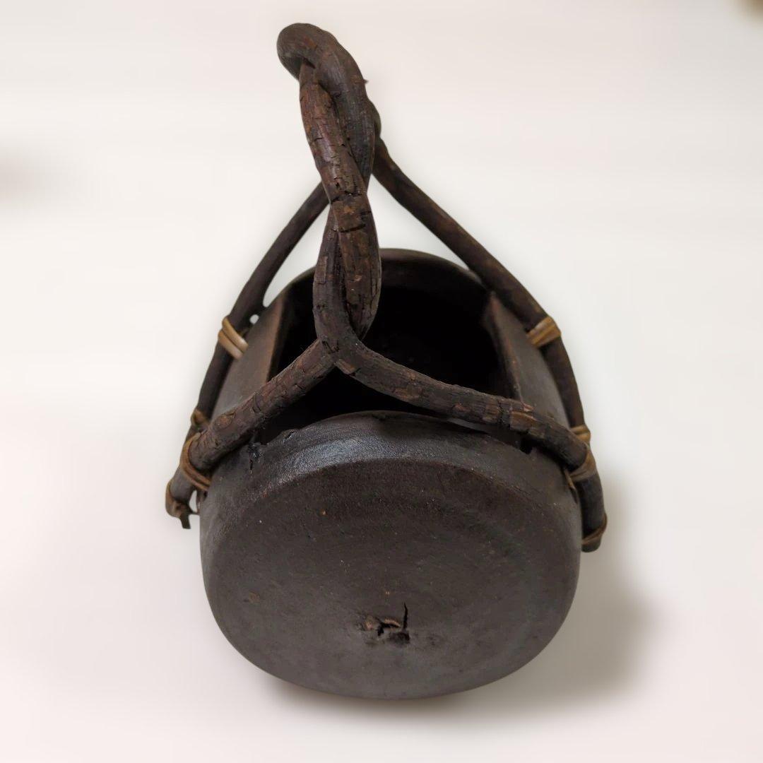 陶器製　木製ハンドル付き　花器セット