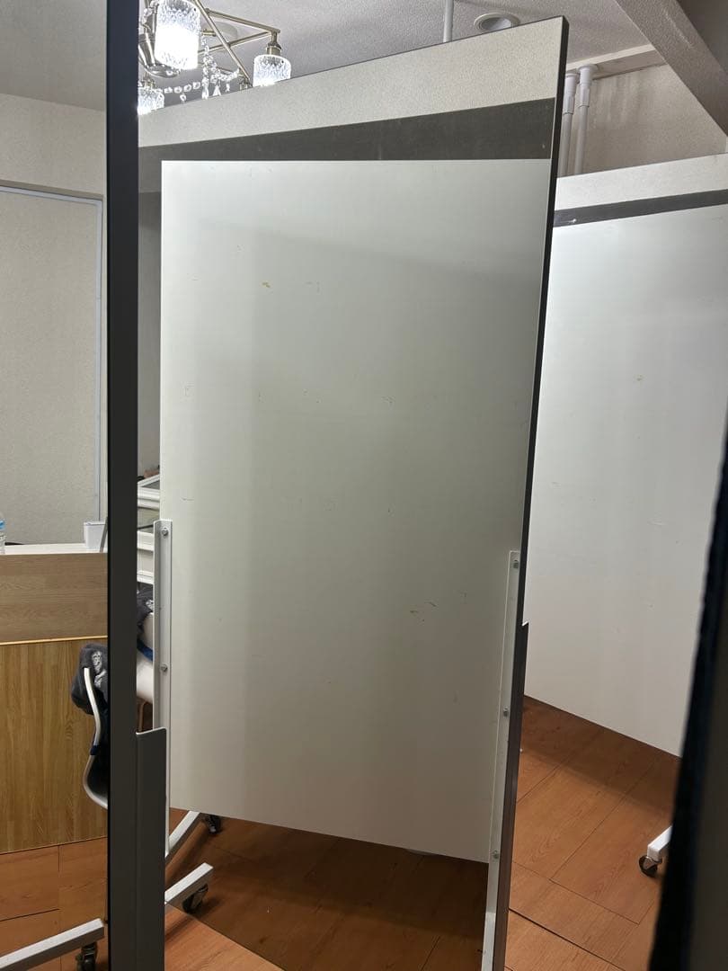 大型ホワイトスタンドミラー キャスター付き