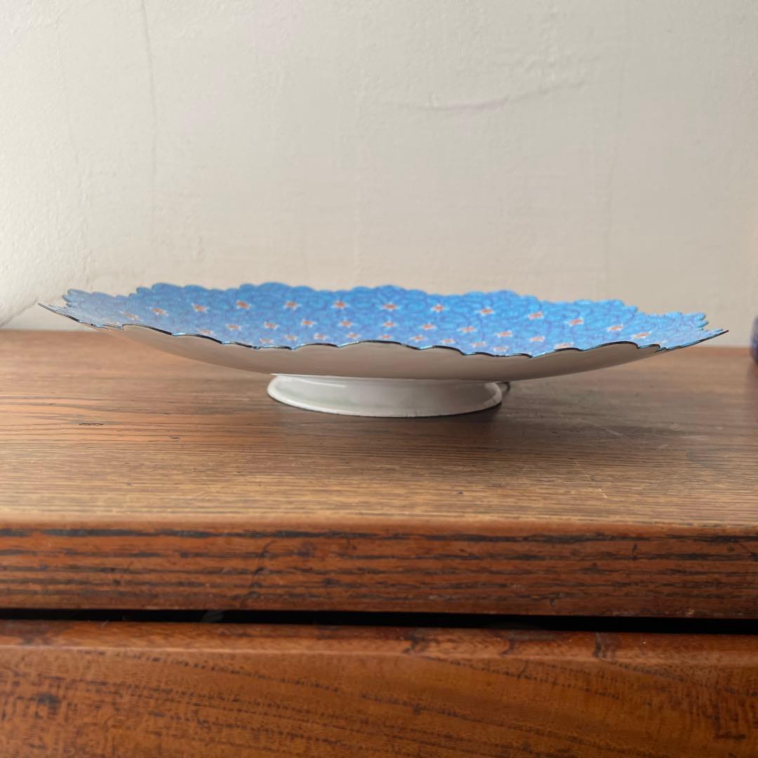 イラン　細密画　ミーナカーリー　ブルー　大皿　飾り皿　ハンドペイント　手描き