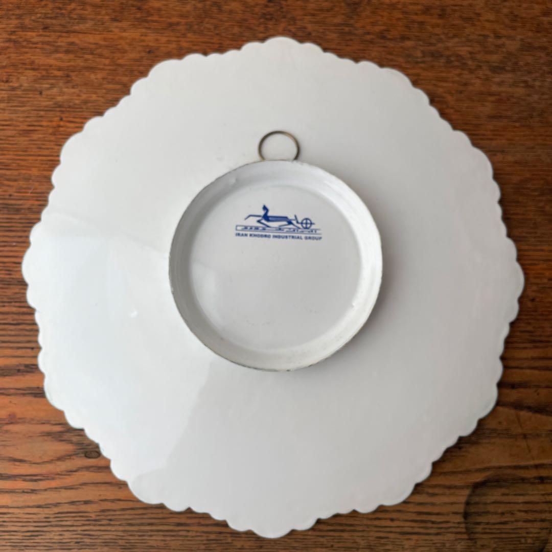 イラン　細密画　ミーナカーリー　ブルー　大皿　飾り皿　ハンドペイント　手描き