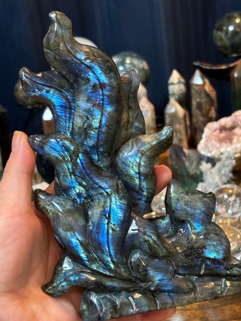 ラブラドライト＊九尾彫り物＊パワーストーン天然石
