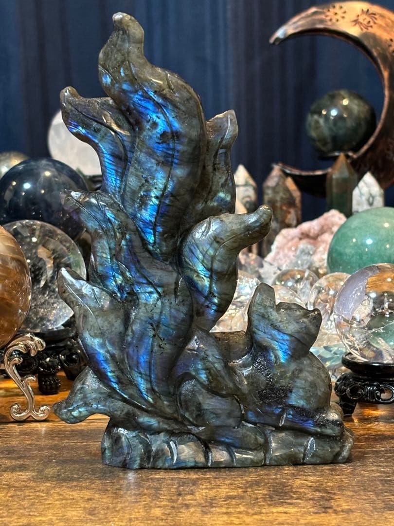 ラブラドライト＊九尾彫り物＊パワーストーン天然石