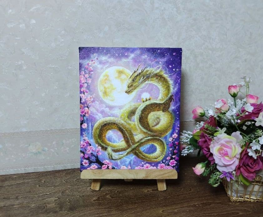 マ*Y様 【金の龍】アクリル画 F3 風景画 開運絵画