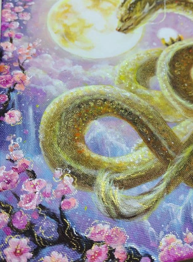 マ*Y様 【金の龍】アクリル画 F3 風景画 開運絵画