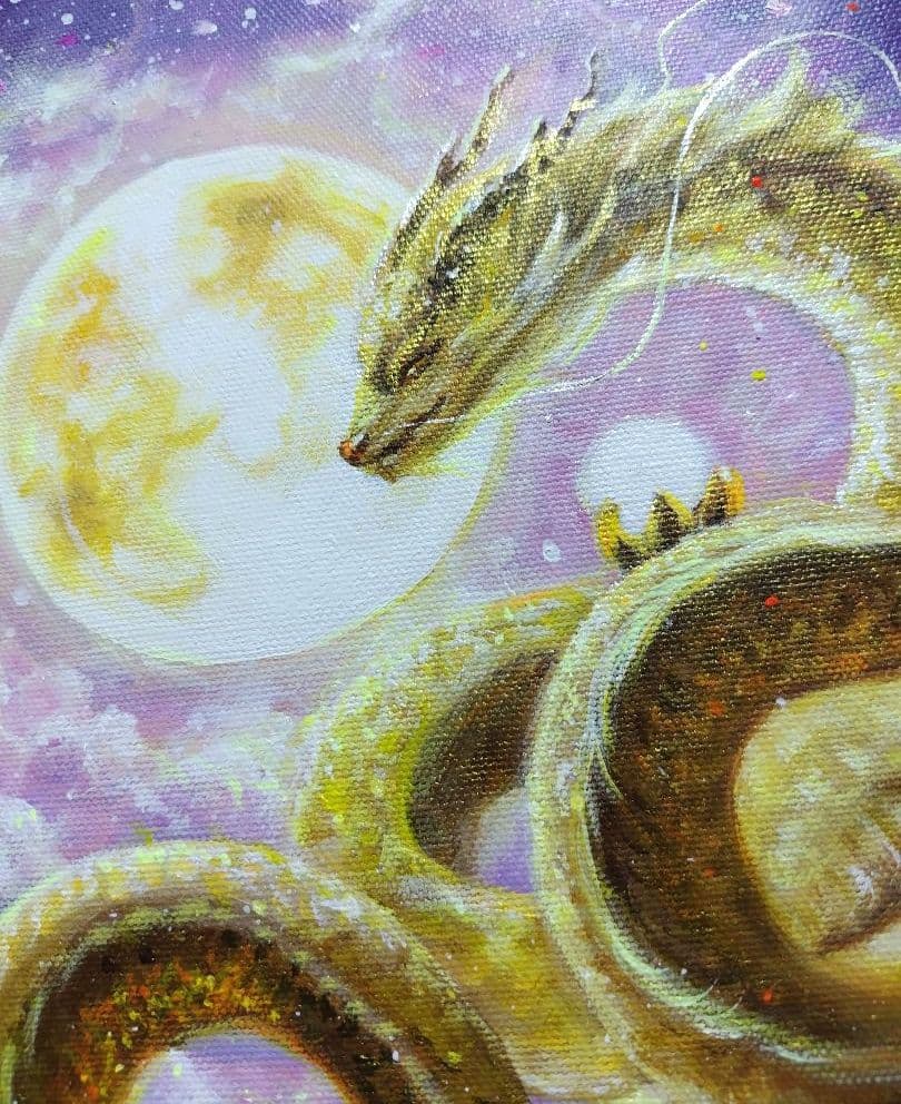 マ*Y様 【金の龍】アクリル画 F3 風景画 開運絵画