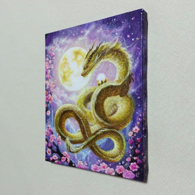 マ*Y様 【金の龍】アクリル画 F3 風景画 開運絵画