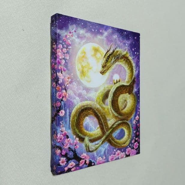 マ*Y様 【金の龍】アクリル画 F3 風景画 開運絵画
