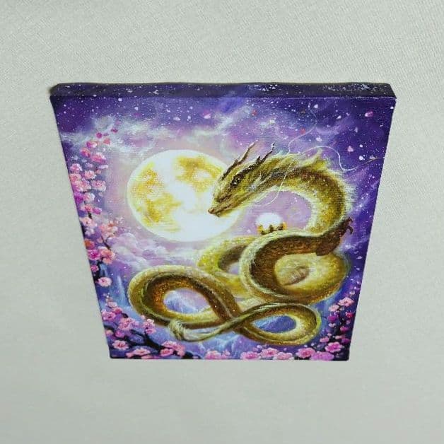 マ*Y様 【金の龍】アクリル画 F3 風景画 開運絵画
