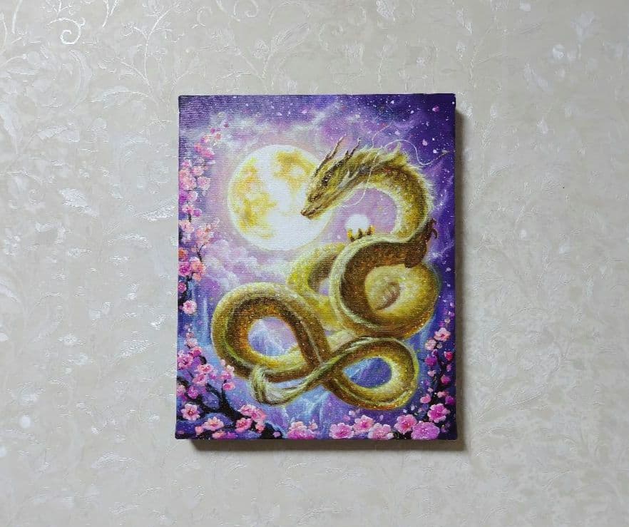 マ*Y様 【金の龍】アクリル画 F3 風景画 開運絵画