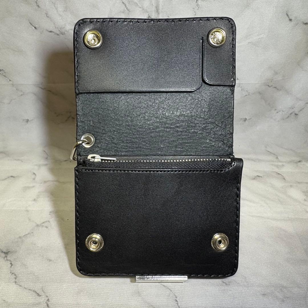 【本革】トラッカーウォレット　ショート　ブラックニッケル　メンズ　財布　二つ折り