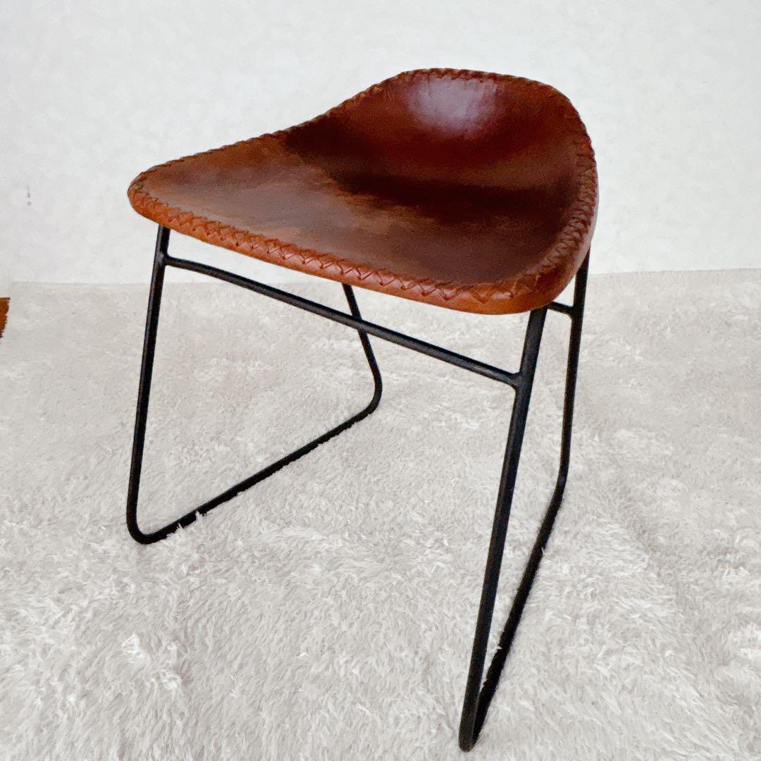 本革】アイアン スツール レザー スツール インダストリアル　ヴィンテージ