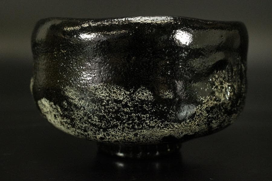 茶道具 黒茶碗 のんこうあら磯うつし 昭楽造 共布 共箱(メ1778)