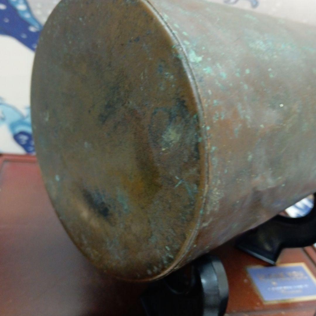 江戸時代後期幕末頃〜明治時代前半期古銅製旧家蔵出茶筒高さ２３Ｘ直経１１センチ品物