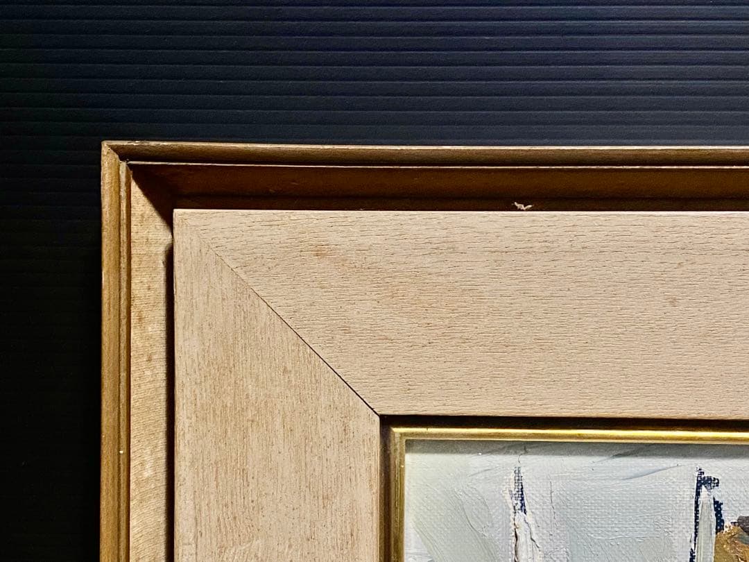 真作保証 岡崎勇次 「オンフルルの漁港」 肉筆油彩4号 フランス オンフルール