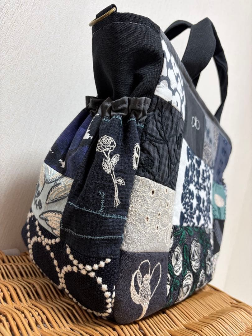 ヴ*ガ様 ミナペルホネン＊パッチギャザポケファスナートートLL✂️ハンドメイド