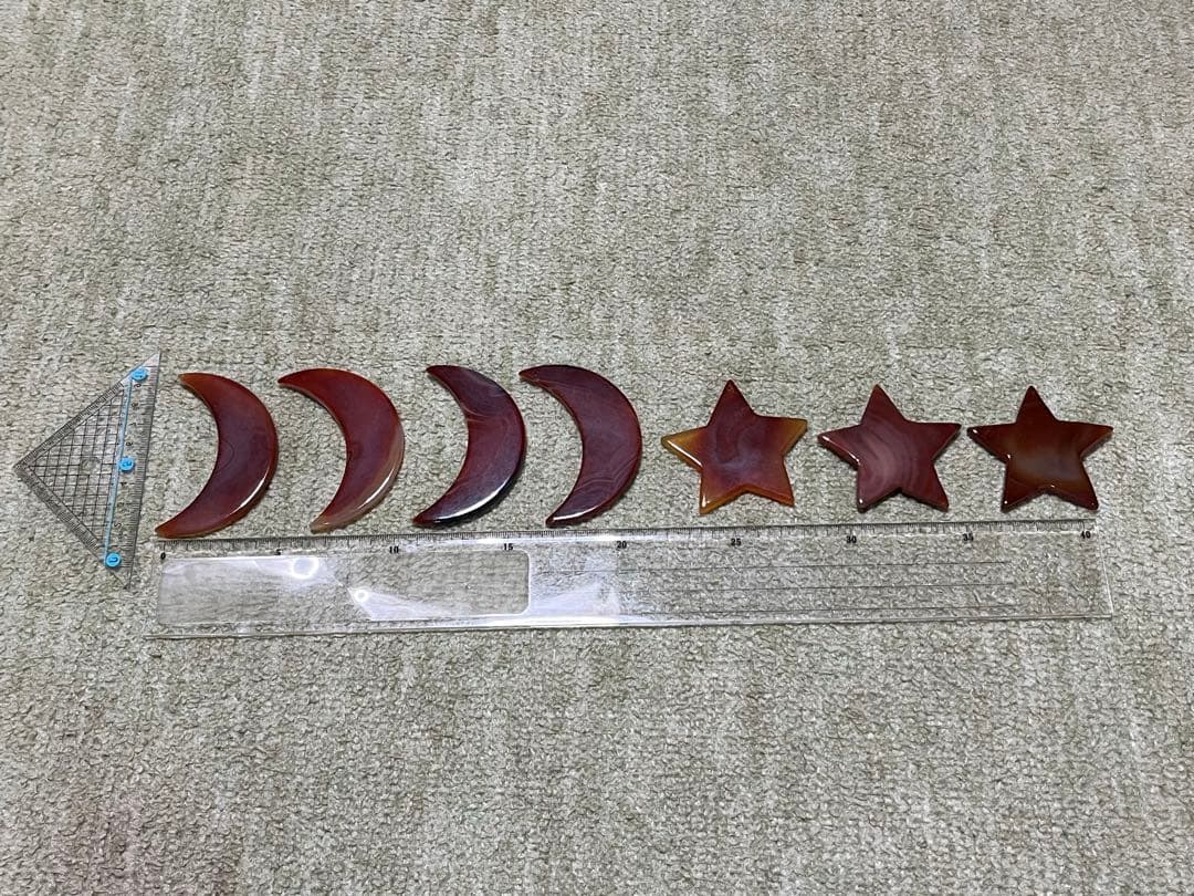 星と月の天然石メノウのチャーム7個セット