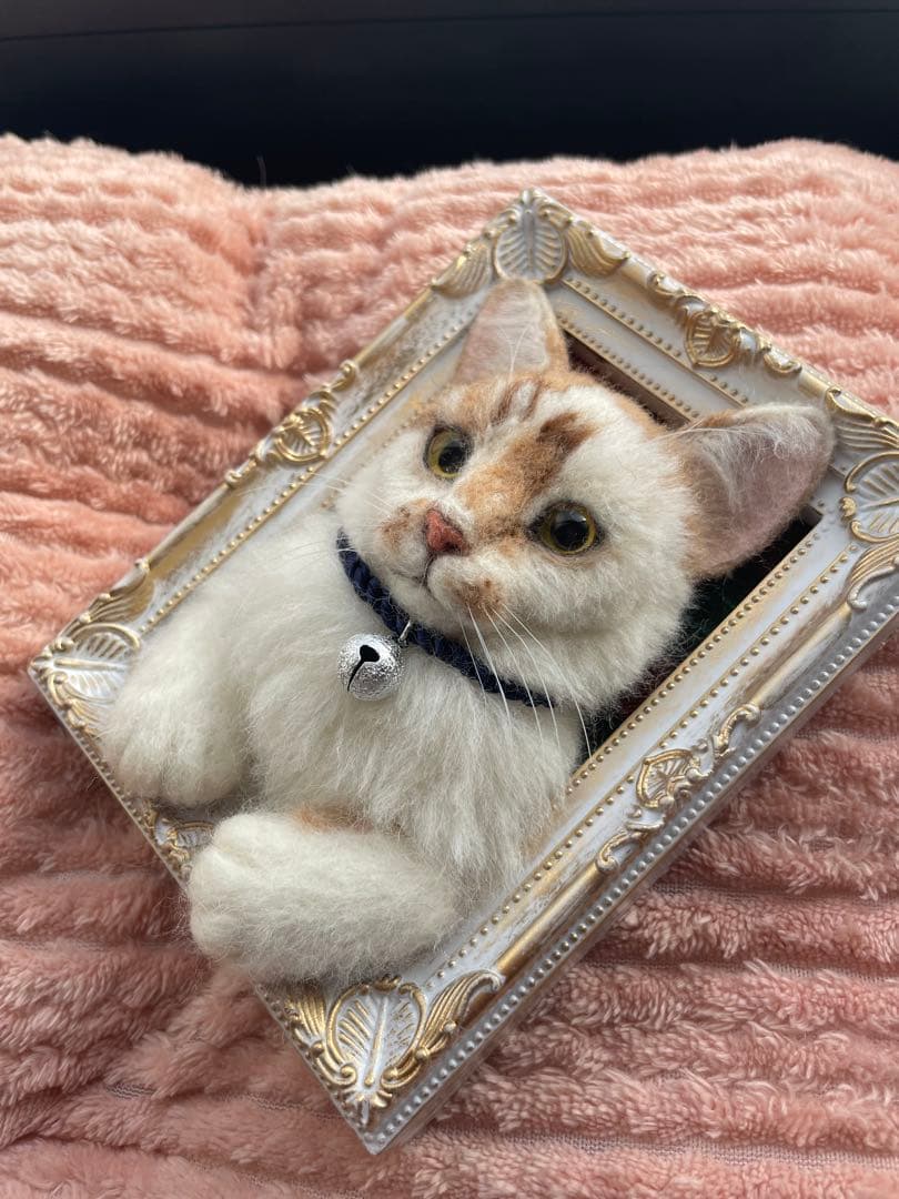 羊毛フェルト　猫　フレーム　　ラムちゃんプロフ必読ページ