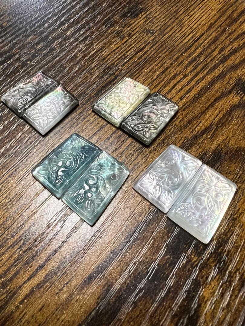 ファンシー　レクタングル　カービング　アシメ　14kgf ピアス