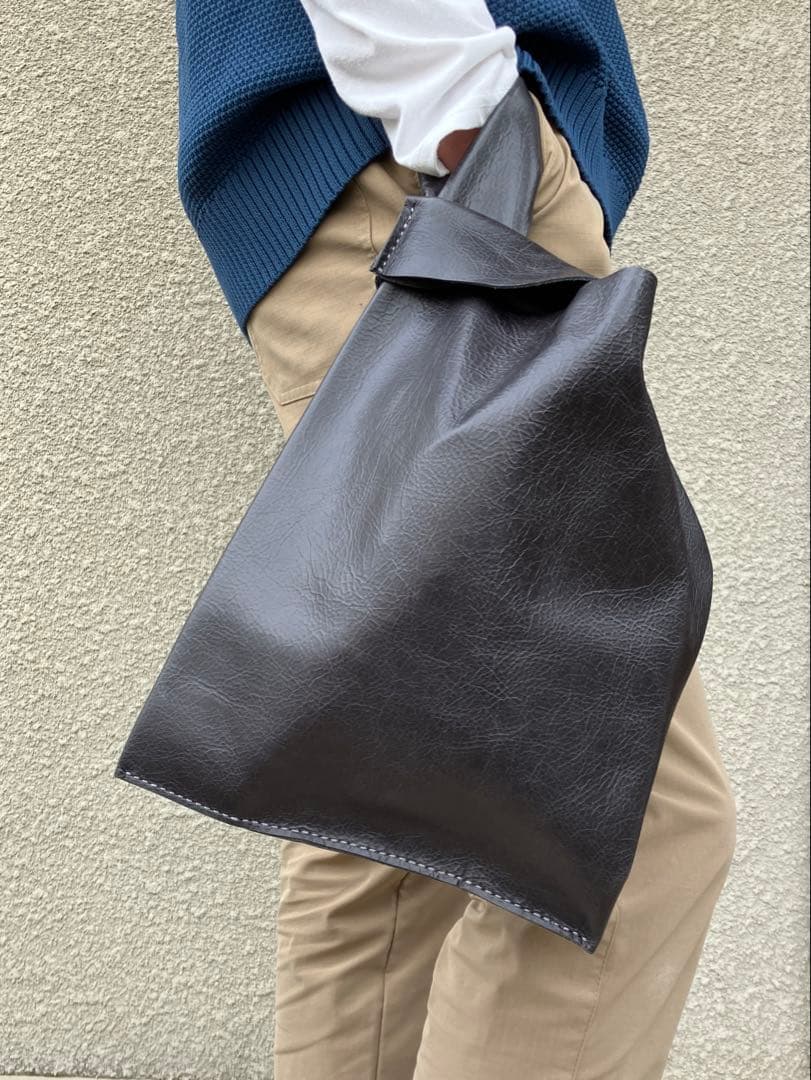 本革 レジブクロ M レザー レジ袋 トートバッグ ミニトート ハンドメイド