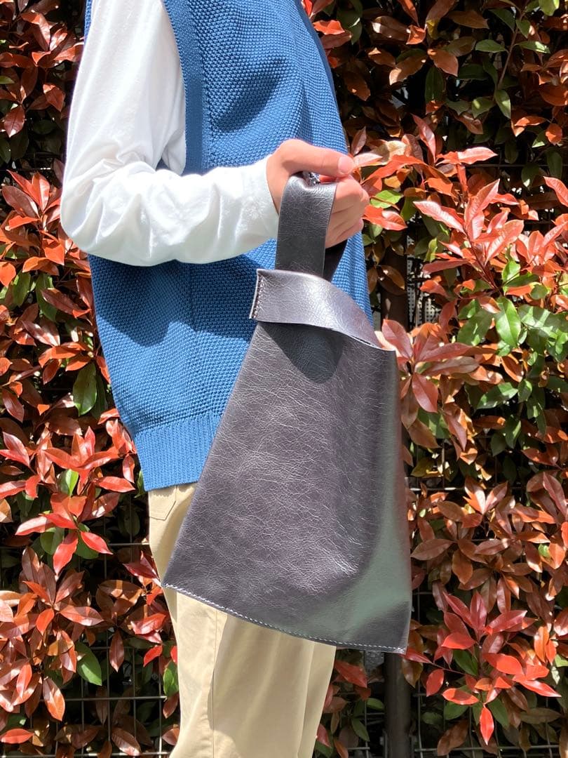 本革 レジブクロ M レザー レジ袋 トートバッグ ミニトート ハンドメイド