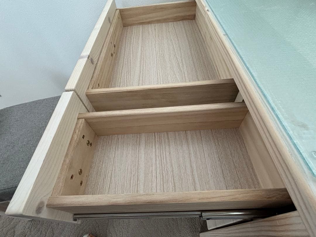 ★三面鏡ドレッサー 鏡裏収納、木製