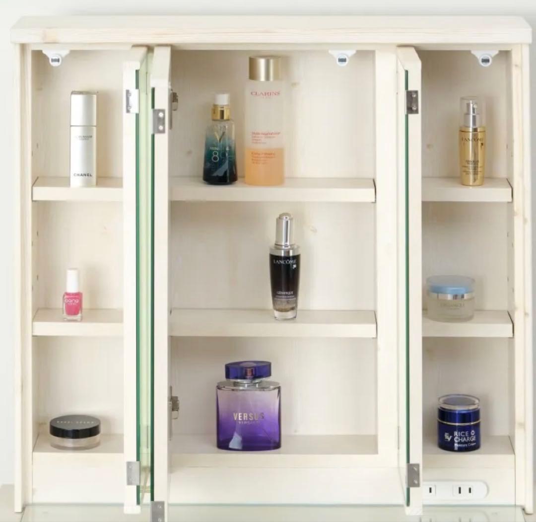 ★三面鏡ドレッサー 鏡裏収納、木製