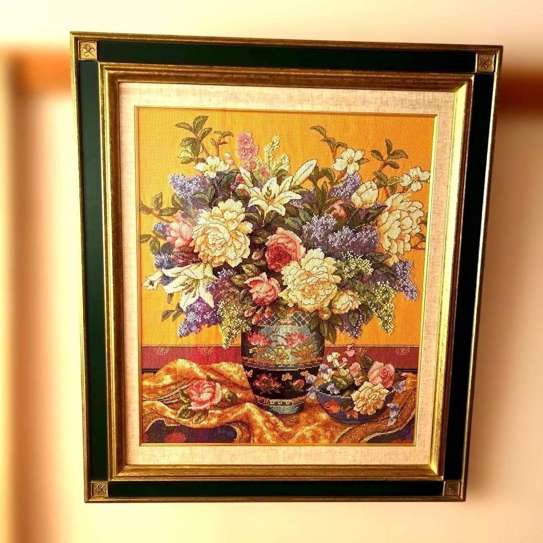 クロスステッチ（十字綉）の挂画 花が咲き、富貴と生活の円満 詳細ご覧ください