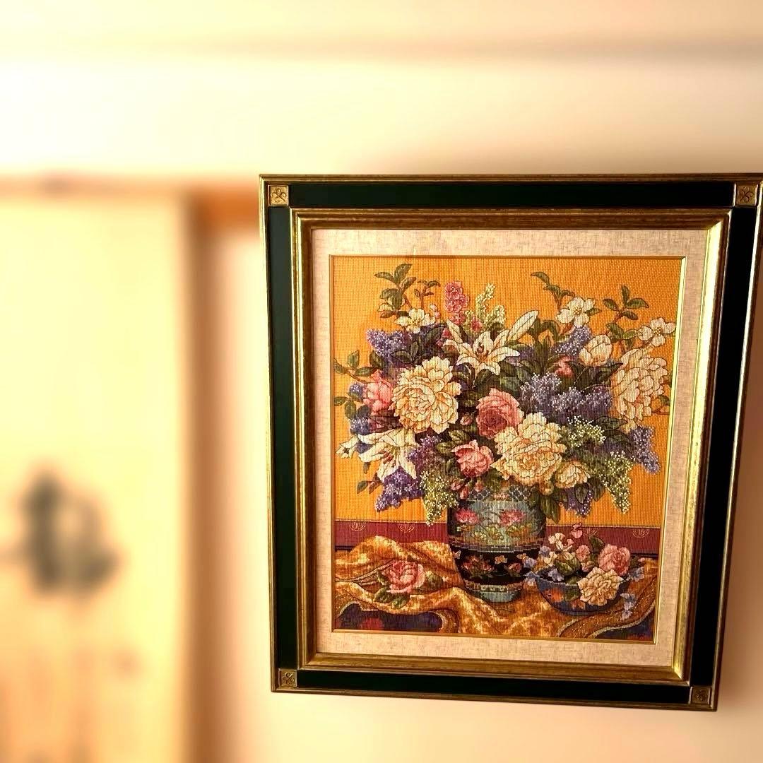 クロスステッチ（十字綉）の挂画 花が咲き、富貴と生活の円満 詳細ご覧ください