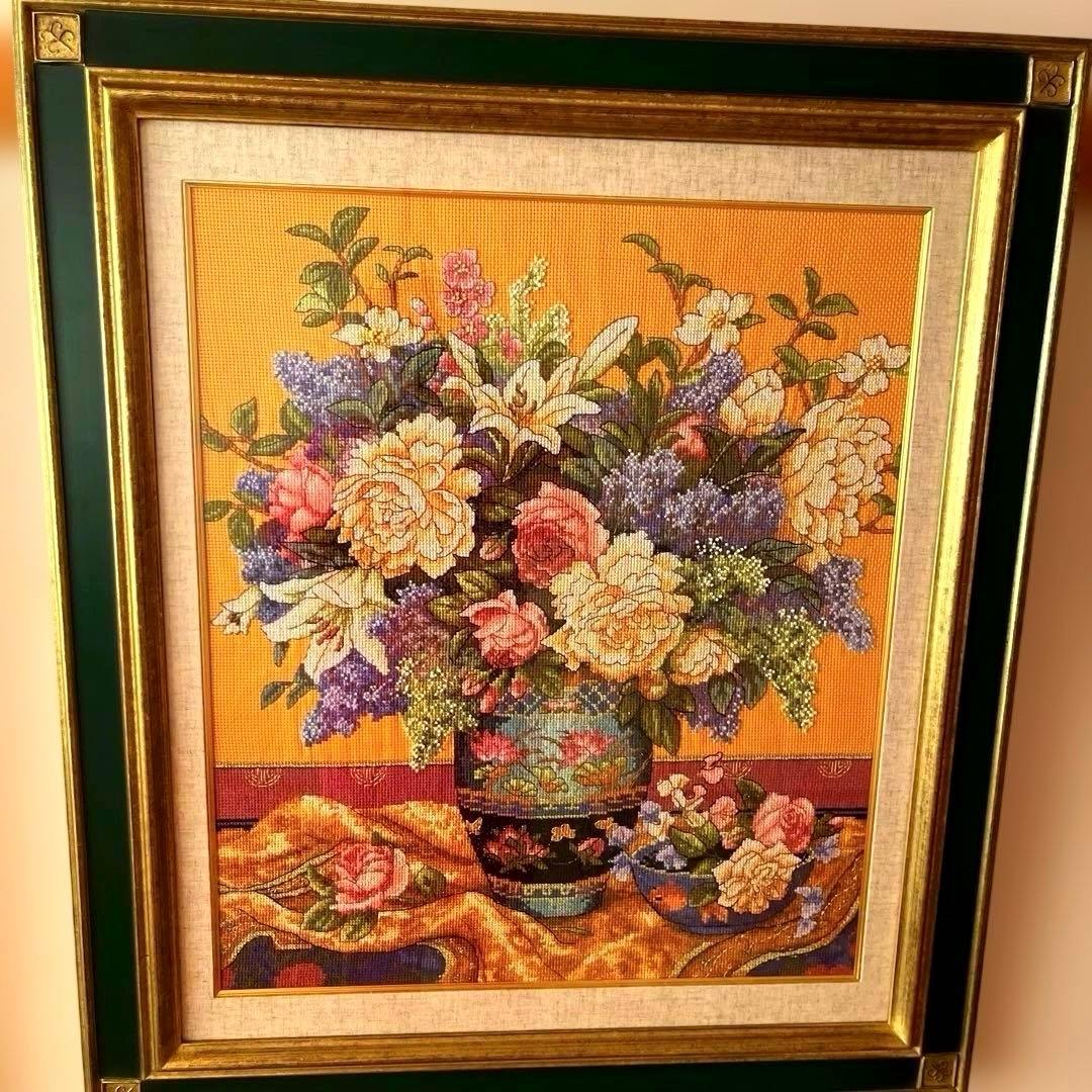クロスステッチ（十字綉）の挂画 花が咲き、富貴と生活の円満 詳細ご覧ください