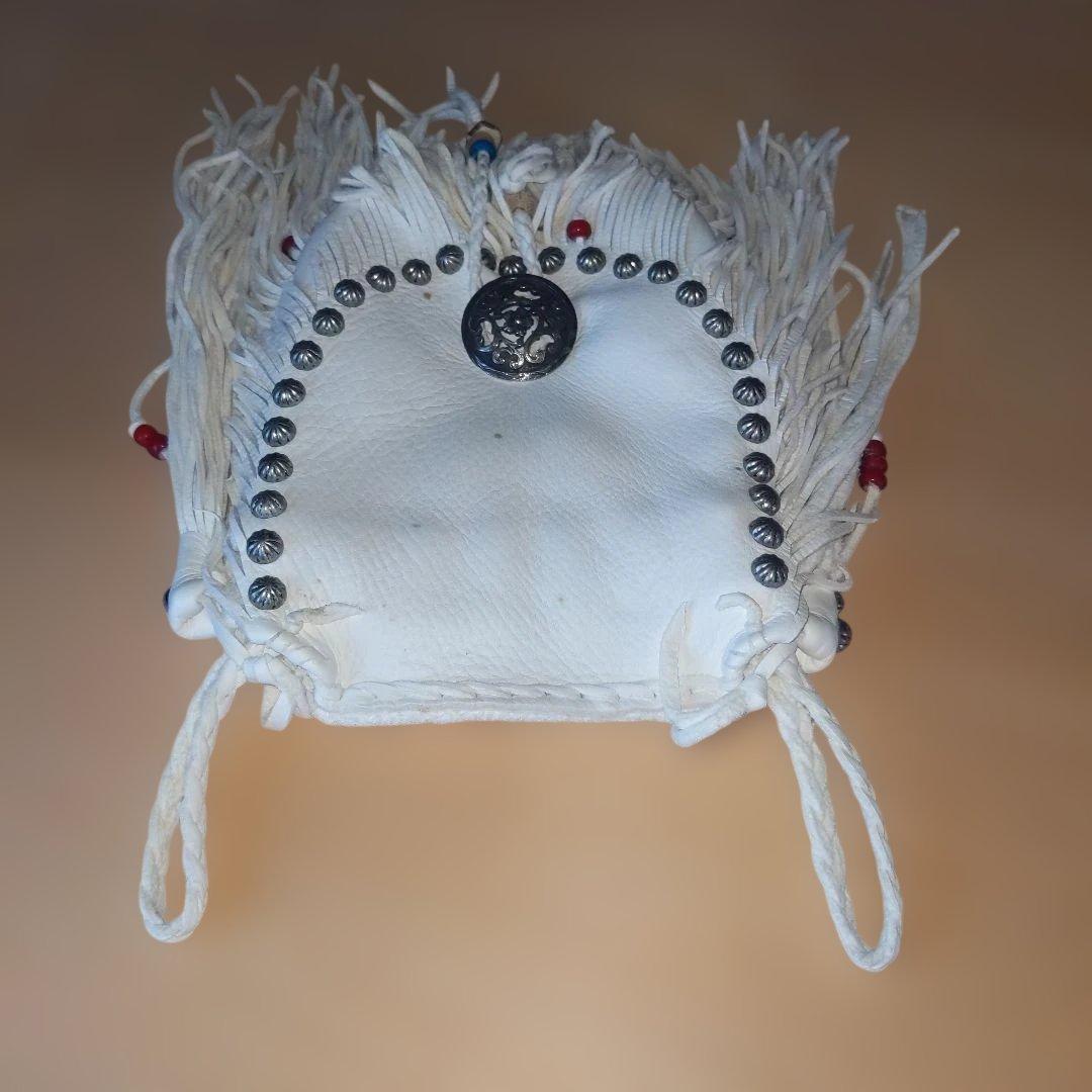 ３エルクスキン（大鹿革）メディスンバッグ　純白