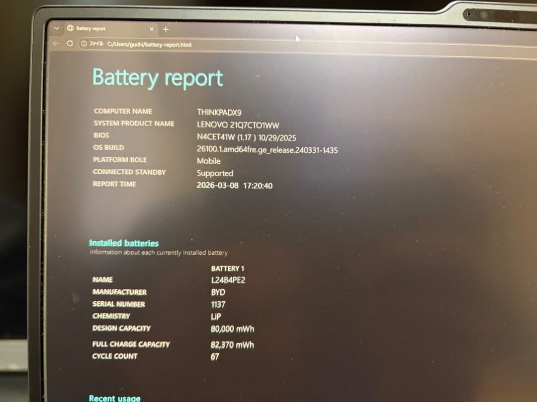 【美品】Lenovo ThinkPad X9 15 本体