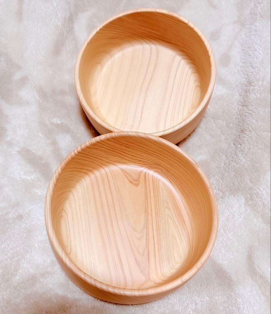 【極美品】優しいひのきの香り&洗いやすい丸型♡糸島くらし×ここのき二段弁当箱