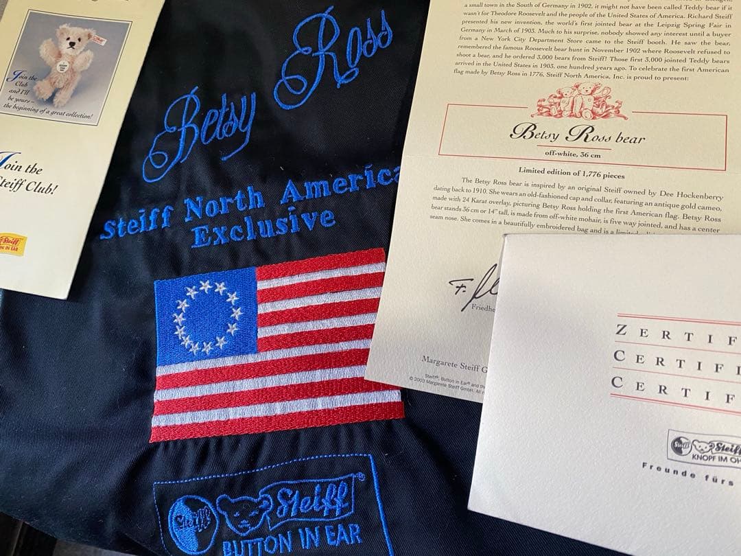 【証明書付】Steiff Betsy Ross 1776限定テディベアシュタイフ