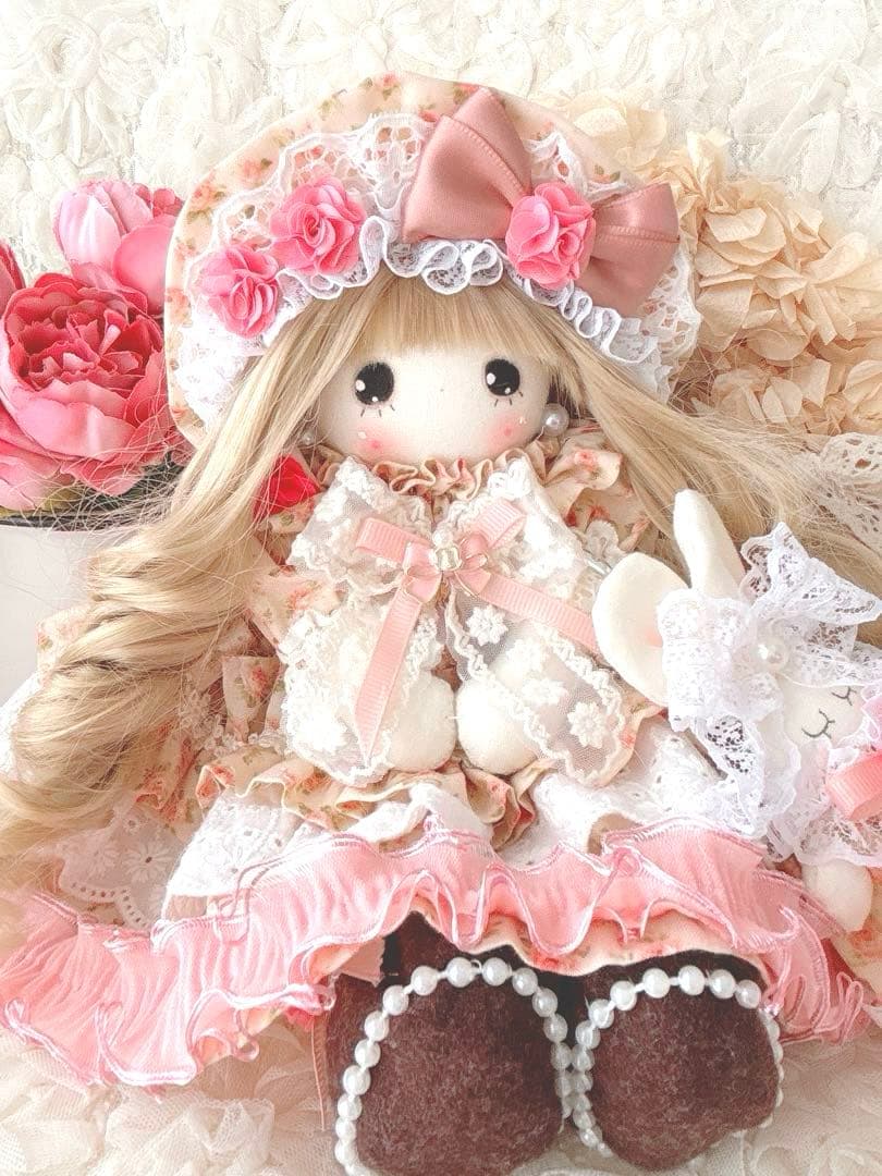 カントリードール♡ハンドメイド♡お人形♡サーモンピンク♡