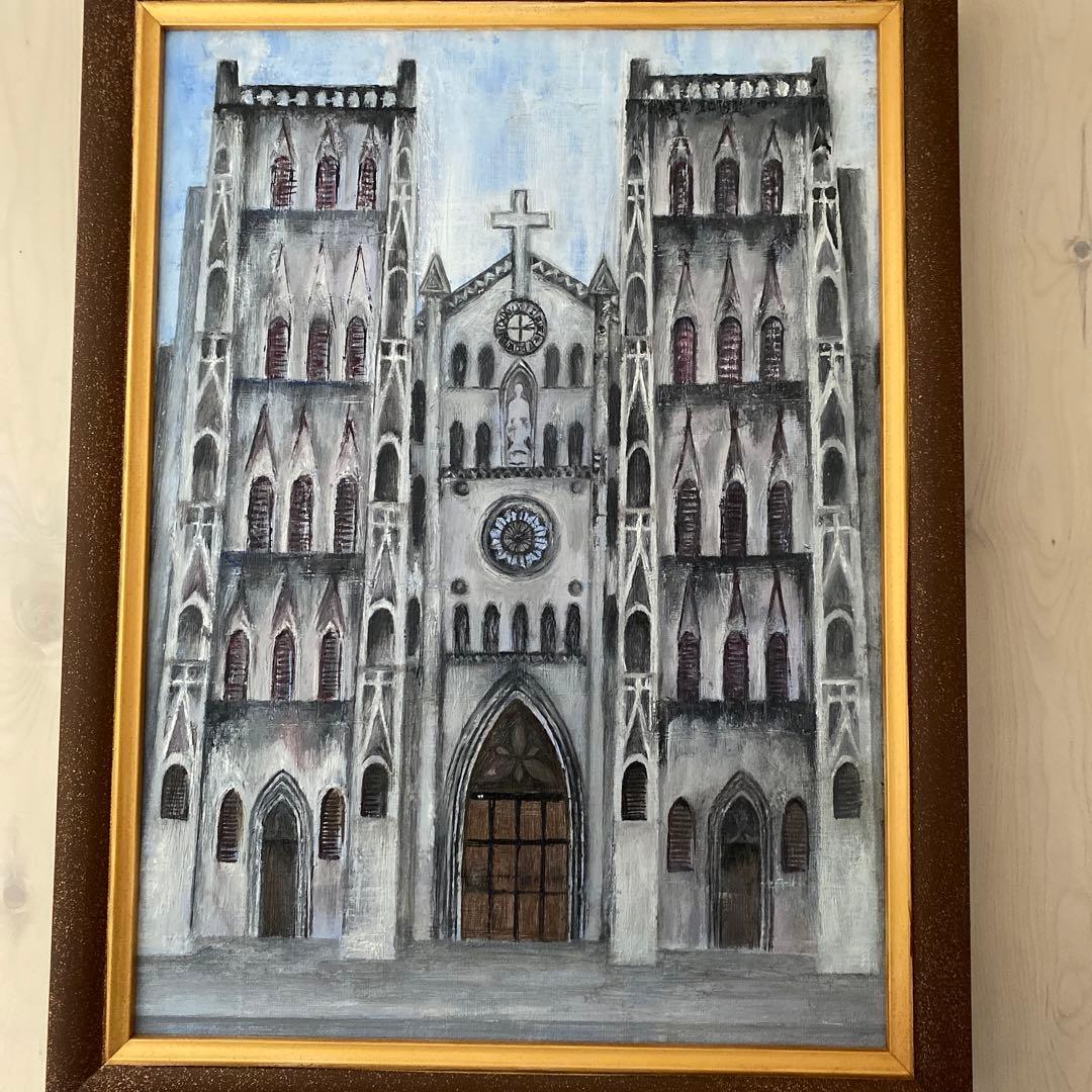 原画　油絵　ハノイ大教会