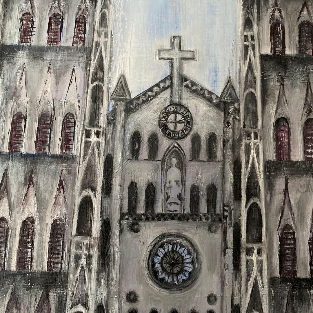原画　油絵　ハノイ大教会