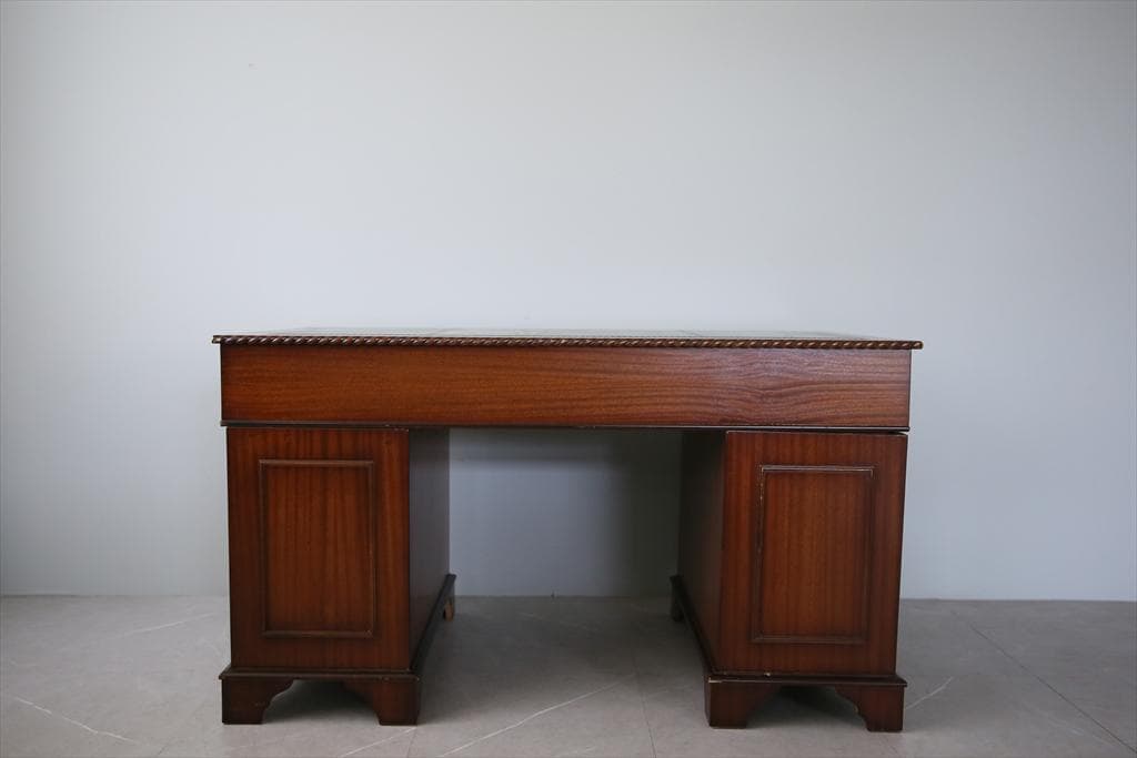 英国アンティーク木製の両袖デスク/勉強机/テーブル/オフィス事務(89-76)