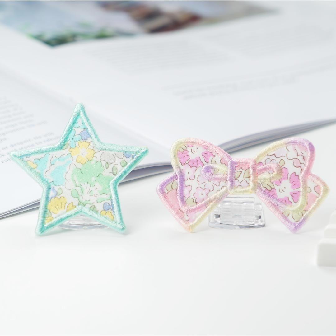 【L-6】モチーフワッペン　★リバティ生地使用　アイロン　リボン　ハート　お花