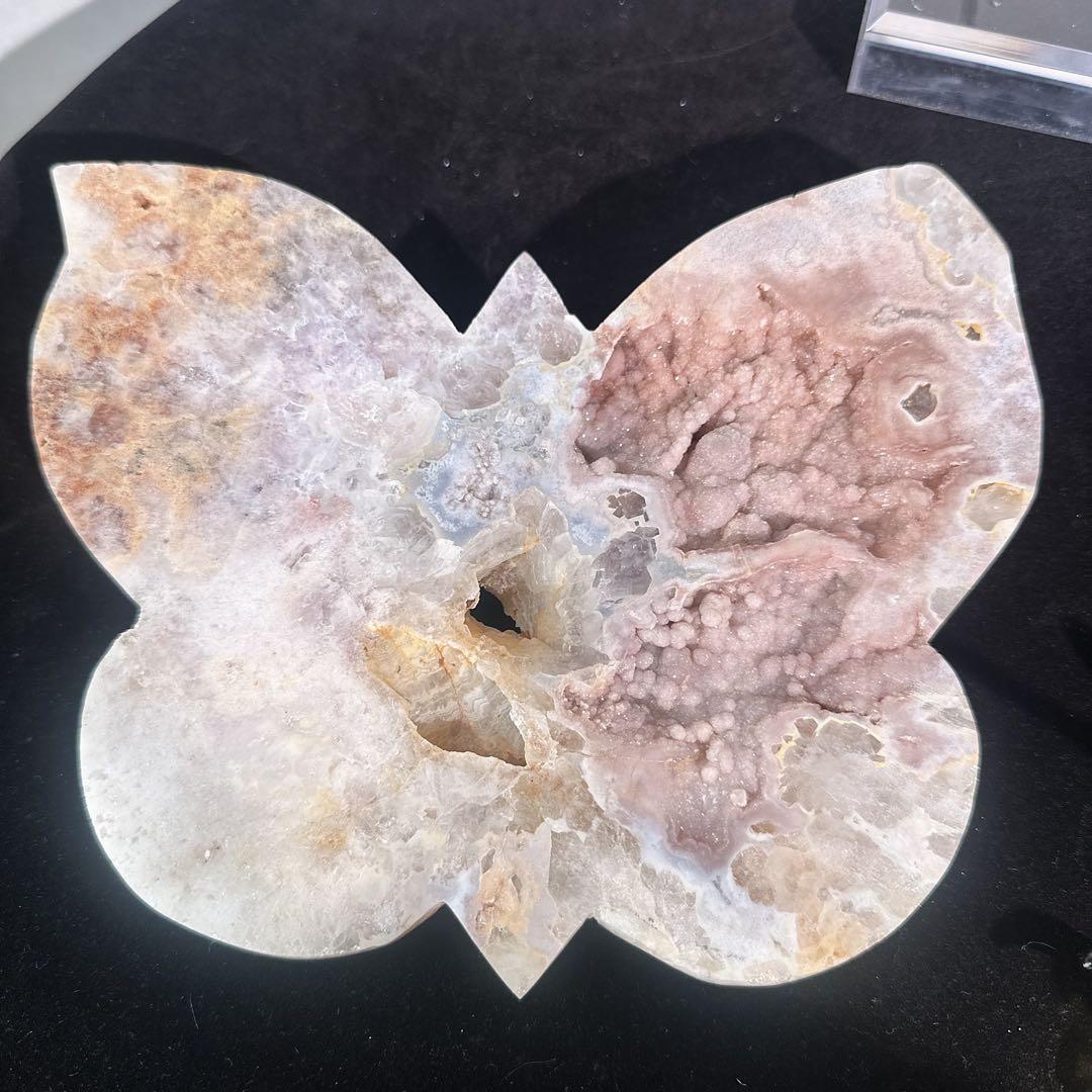 天然石 最高品質 超レア ピンクアメジスト蝶々置物 原石 NO.032829