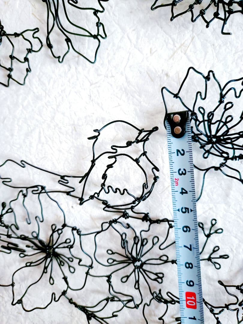 春花　小鳥　ワイヤーアート　リース