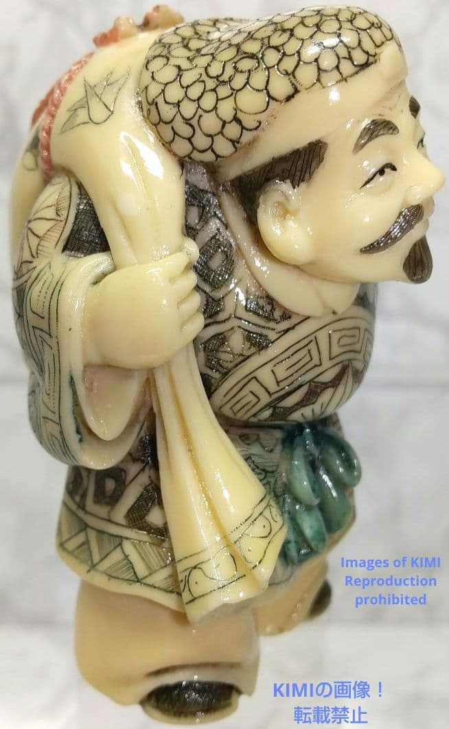 置根付 大黒天 Daikokuten 七福神 極細工  Netsuke 東洋彫刻