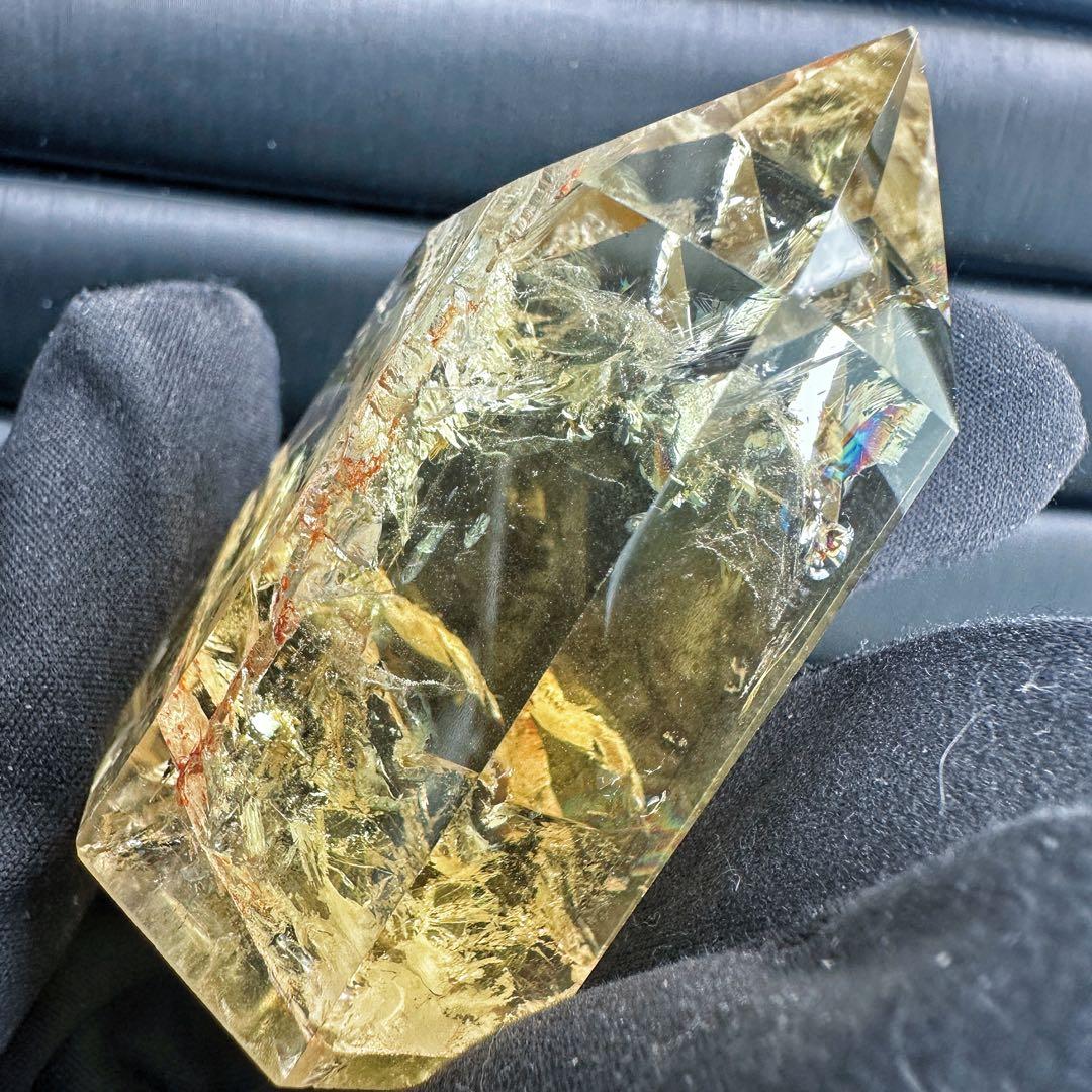 【金運·浄化】シトリン☆黄水晶 六角柱レインボー☆ファントム 超パワーA1506