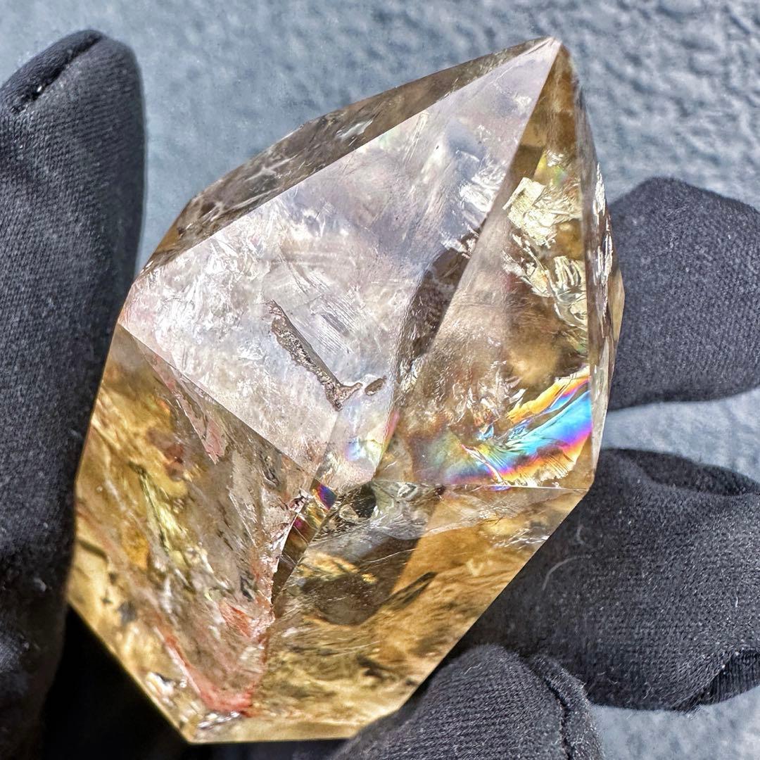 【金運·浄化】シトリン☆黄水晶 六角柱レインボー☆ファントム 超パワーA1506