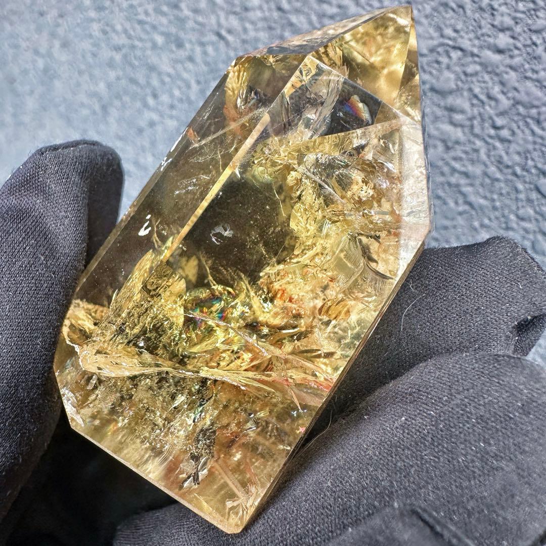 【金運·浄化】シトリン☆黄水晶 六角柱レインボー☆ファントム 超パワーA1506