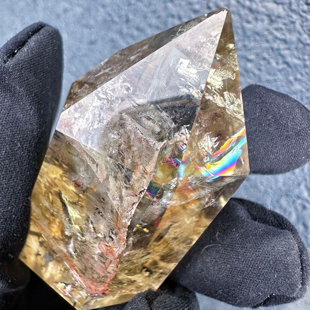 【金運·浄化】シトリン☆黄水晶 六角柱レインボー☆ファントム 超パワーA1506