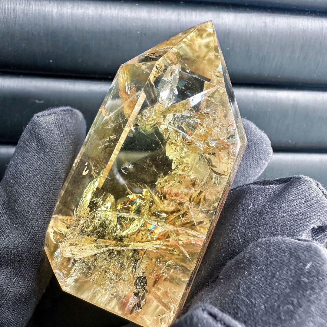 【金運·浄化】シトリン☆黄水晶 六角柱レインボー☆ファントム 超パワーA1506