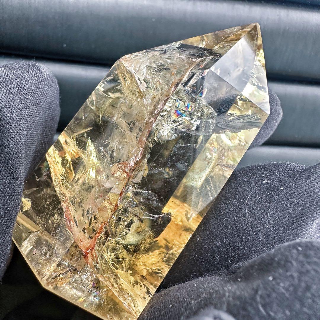 【金運·浄化】シトリン☆黄水晶 六角柱レインボー☆ファントム 超パワーA1506