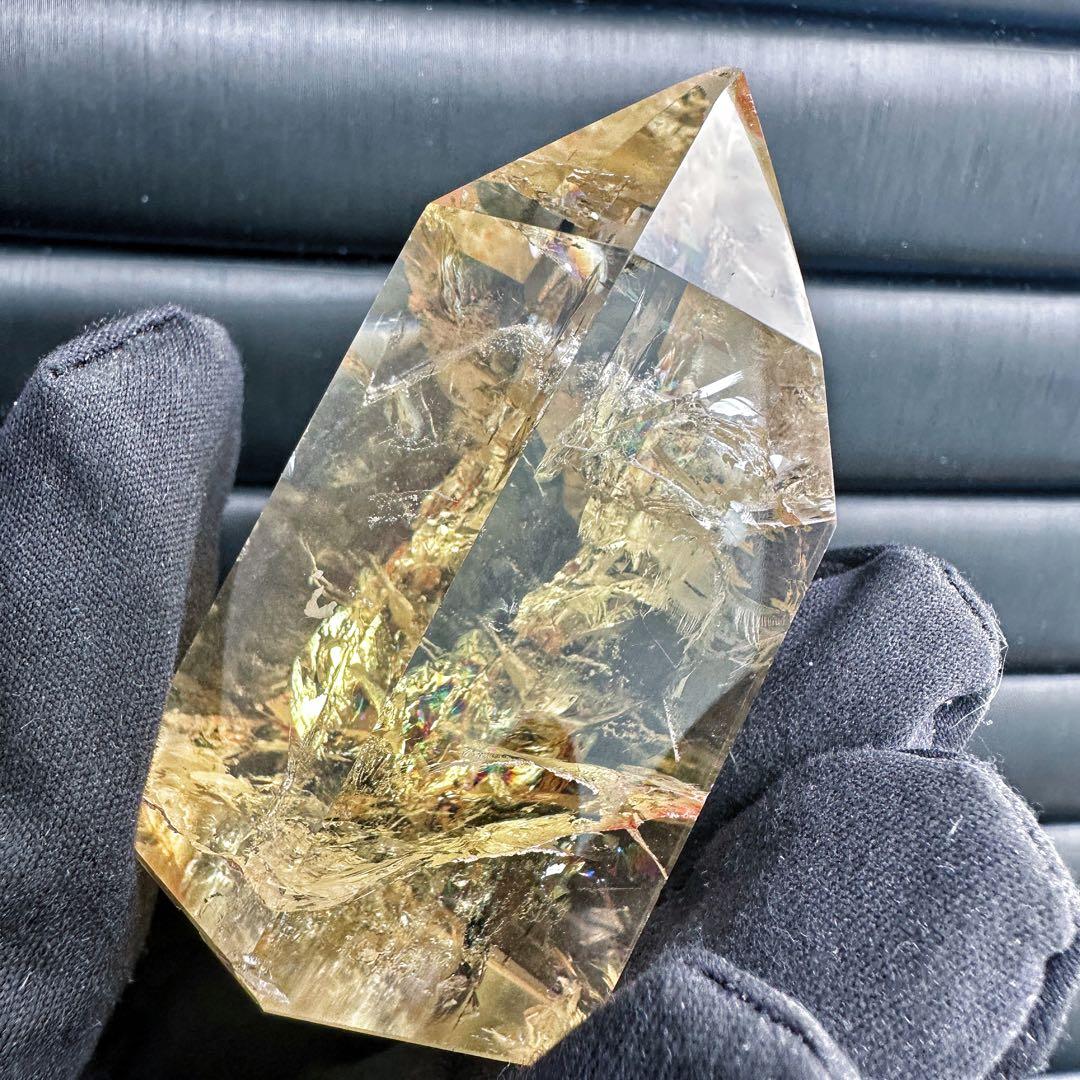 【金運·浄化】シトリン☆黄水晶 六角柱レインボー☆ファントム 超パワーA1506
