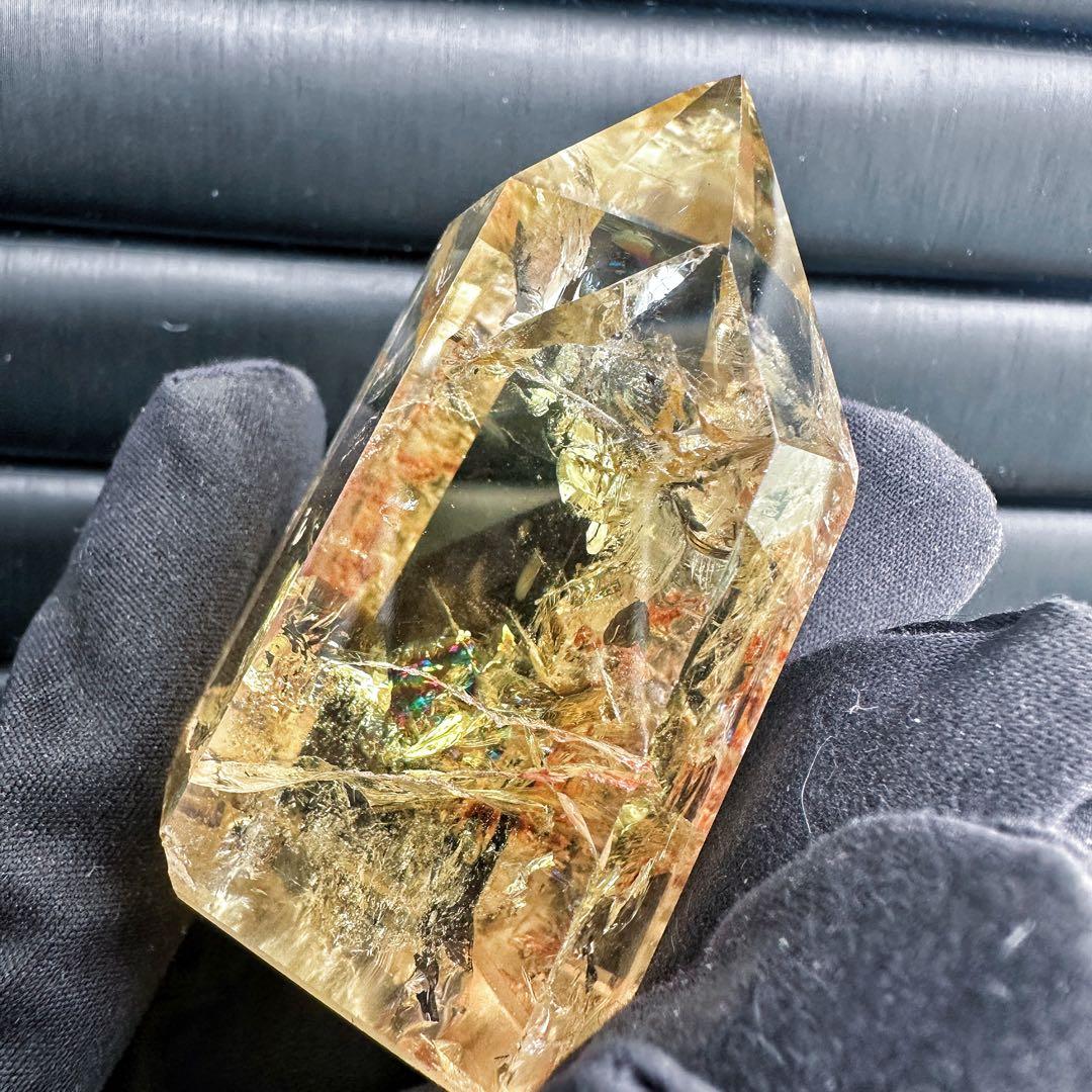 【金運·浄化】シトリン☆黄水晶 六角柱レインボー☆ファントム 超パワーA1506